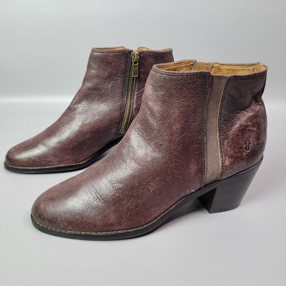 Womens Frye Jolene Inside Zip Short Brick Red Brown Boots Size 7.5 M Bootie - Picture 4 of 14